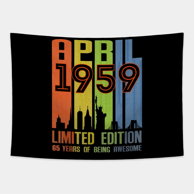 April 1959 65 Years Of Being Awesome Limited Edition Tapestry by Red and Black Floral