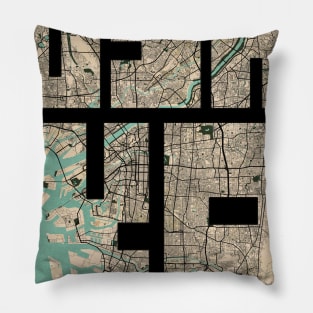 Osaka, Japan City Map Typography - Vintage Pillow