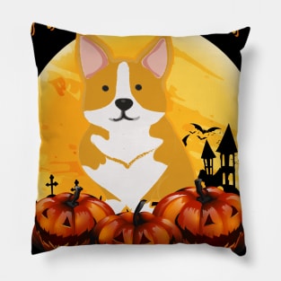 Corgi Scary Pumpkin Moon Halloween Costume Pillow