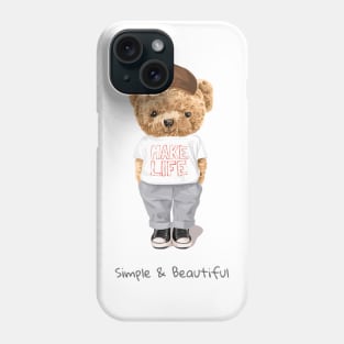 Cute bear design "Simple & Beautiful" Phone Case