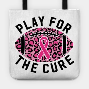 Play For A Cure Football Breast Cancer Awareness Support Leopard Print Sport Tote