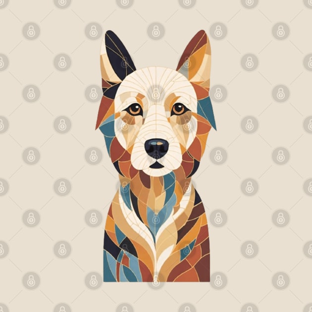 Gustav Klimt's Chromatic Canine: Colorful Dog Illustration by FridaBubble