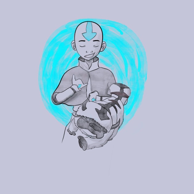 Aang Appa Sumi-e by StarTrooper3000