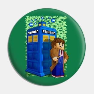 10th Doctor in 8 bit world Pin