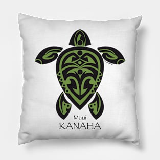 Green & black Tribal Turtle Tattoo / Kanaha, Maui Pillow