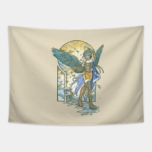 Angel of Winter Mucha Inspired Art Nouveau Angels of the Seasons Series Tapestry