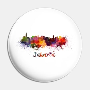 Jakarta skyline in watercolor Pin