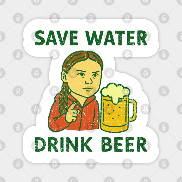 Save Water Drink Beer Climate Parody Joke Magnet by Anticorporati