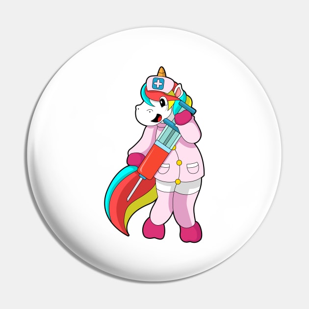 Unicorn as Nurse at Vaccination & Syringe Pin by Markus Schnabel