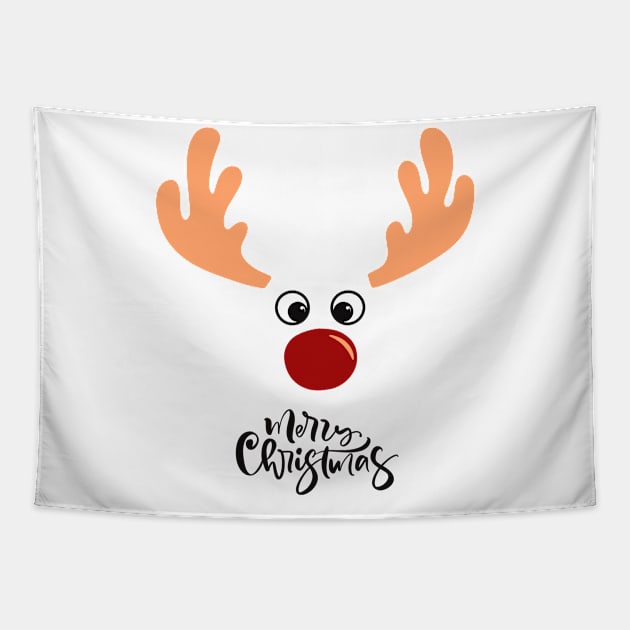 MERRY CHRISTMAS RUDOLPH THE RED NOSED REINDEER Tapestry by Ashden