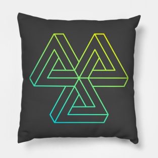 Impossible object (cyan to yellow gradient) Pillow