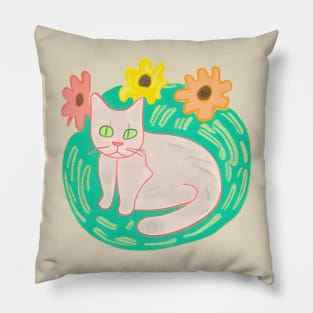 Cat Flowers Pillow