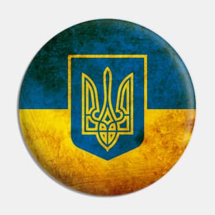 Ukraine Trident Grunge Flag Pin