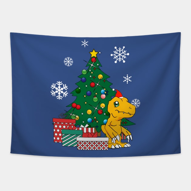 Agumon Around The Christmas Tree Digimon Tapestry by Nova5