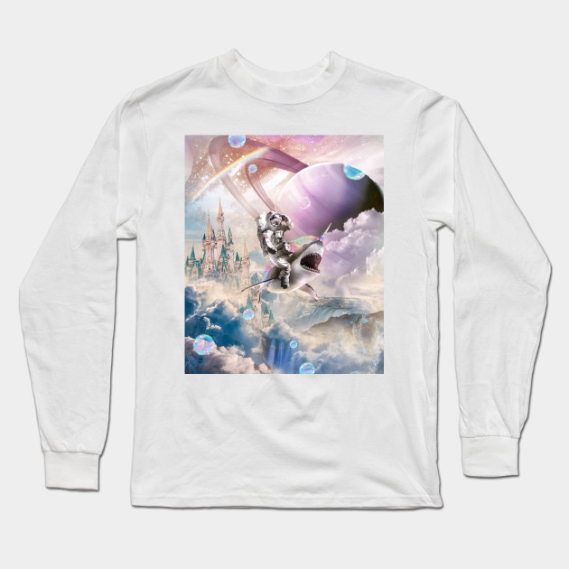 Galaxy Astronaut Cat Riding Rainbow Shark Unicorn Astronaut