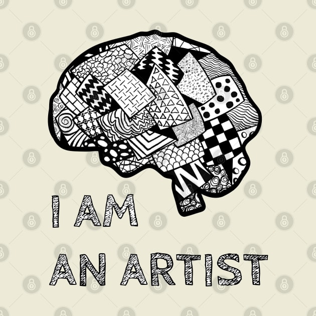 I am an Artist - Quote Abstract Brain Shape by Caving Designs