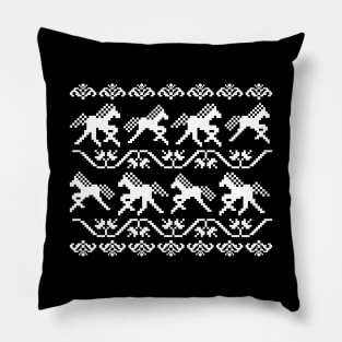 Ukrainian ornament - horses (white print) Pillow