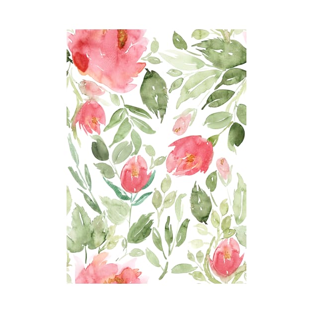 Painterly Red Floral Pattern by LThomasDesigns