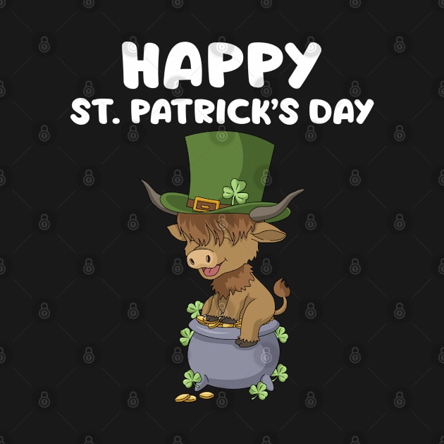 St. Patricks Day Gifts Shamrock Scottish Highland Cow by PomegranatePower