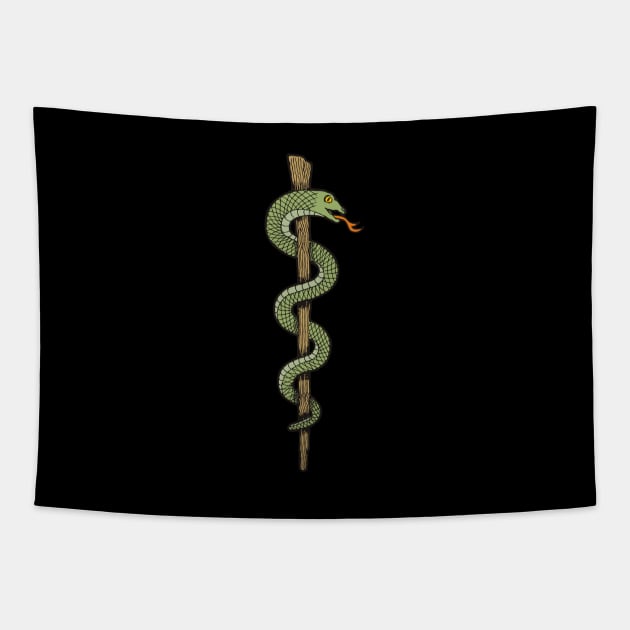 One Snake Caduceus Tapestry by sifis