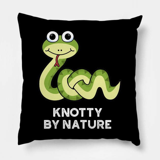 Knotty By Nature Cute Snake Pun Pillow by punnybone