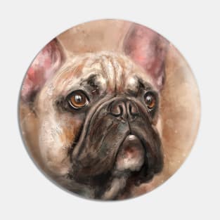 Expressive Thick Oil Painting of a French Bulldog on Beige Background Pin