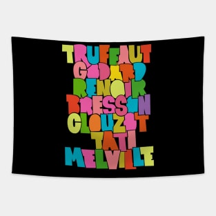 French Cult Movie Directors Typo Design Tapestry