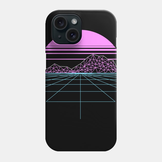 Outran Synthwave Sunset Vaporwave Grid Aesthetic Gift Phone Case by VaporwaveAestheticDreams