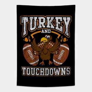 Turkey And Touchdowns Thanksgiving Football Tapestry