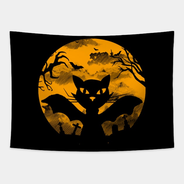 Happy halloween black cat Tapestry by modo store