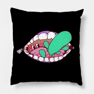 Dope taste of the mouth cartoon illustration Pillow