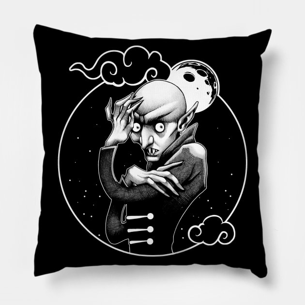 Nosferatu Circle Design Pillow by SarahJoncas