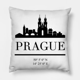 PRAGUE CZECH REPUBLIC BLACK SILHOUETTE SKYLINE ART Pillow