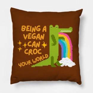 Being Vegan can rock your world crocodile vegan pun Pillow