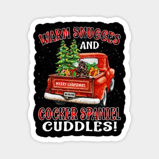 Warm Snuggles And Cocker Spaniel Cuddles Ugly Christmas Sweater Magnet