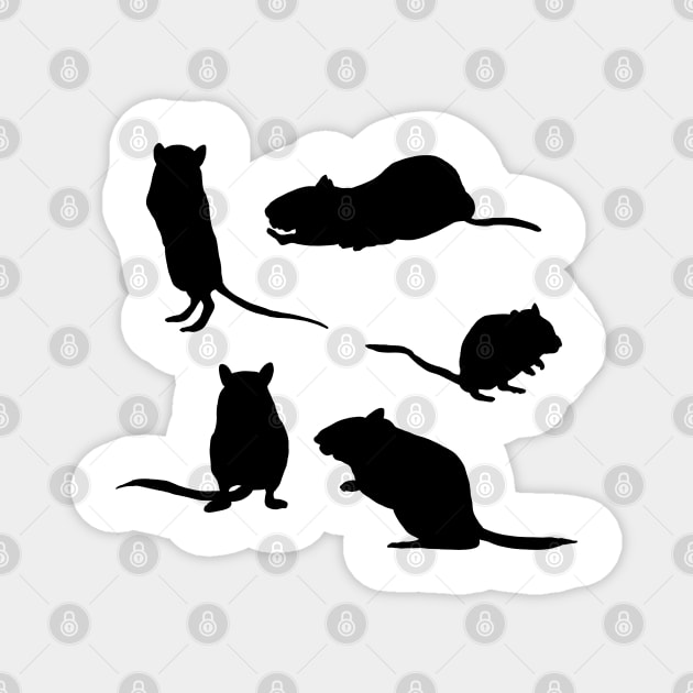 Five black gerbil silhouettes Magnet by Becky-Marie