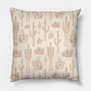 Boho Desert Western Cactus Pattern Beige Pillow