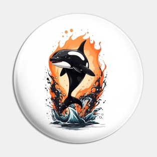 Orca jump in the sea Pin