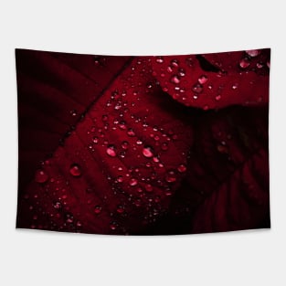 Red Leaf with Water Bubbles Tapestry