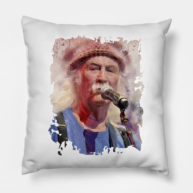 DAVID CROSBY-1 Pillow by MufaArtsDesigns