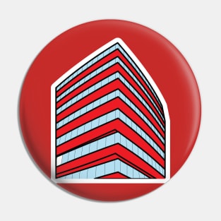 Building Skyscraper in Cityscape Sticker design vector illustration. Building and landmark object icon concept. Company buildings in flat style sticker design logo. Pin