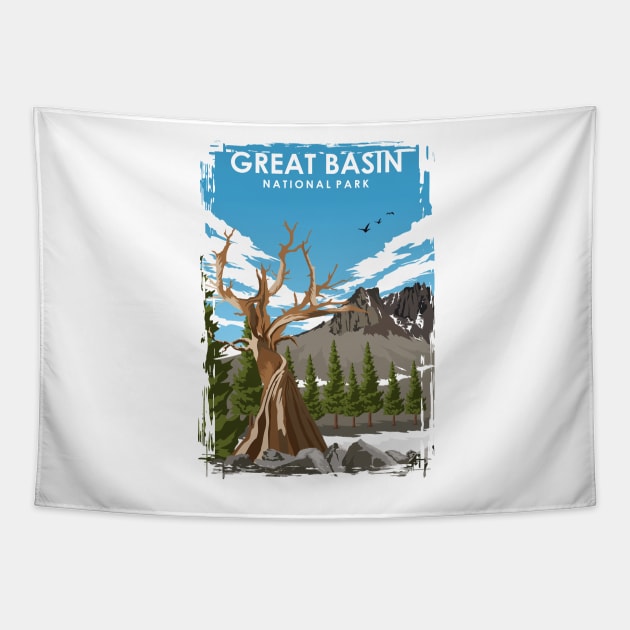 Great Basin National Park Travel Poster Tapestry by jornvanhezik