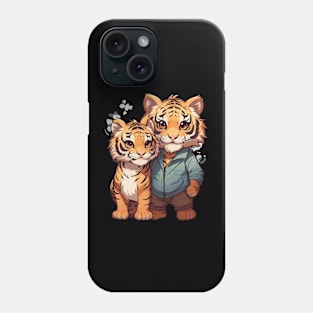 Cute Adorable Chibi Tiger Couple Design Phone Case