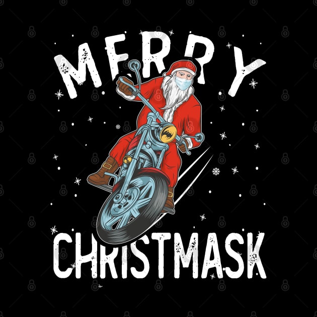 Motorcycle Hipster Santa Face Mask 2020 Merry Christmask by Kawaii_Tees