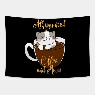 Coffee and Meow - cat design Tapestry