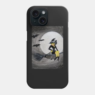 Happy Halloween Witch Sitting on a Broom Phone Case