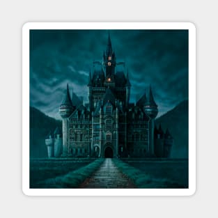 Surreal, creepy Halloween Castle Magnet