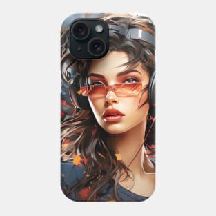 Cyberpunk Girl Lost in Music Phone Case