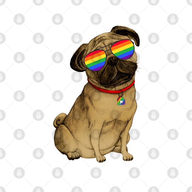 Pug Dog gay lesbian pride LGBT bisexual rainbow flag lgbtq by CreativeShirt