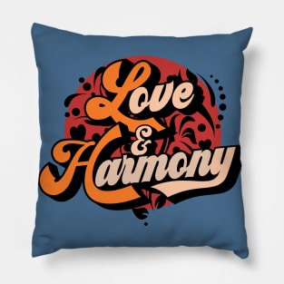 Love and Harmony typopgraphy colors hearts swirls Pillow